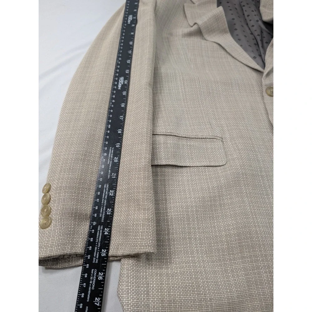 Ralph Lauren Blazer Sport Coat Ivory Burlap 100% Silk Ventless Blazer 42L 44